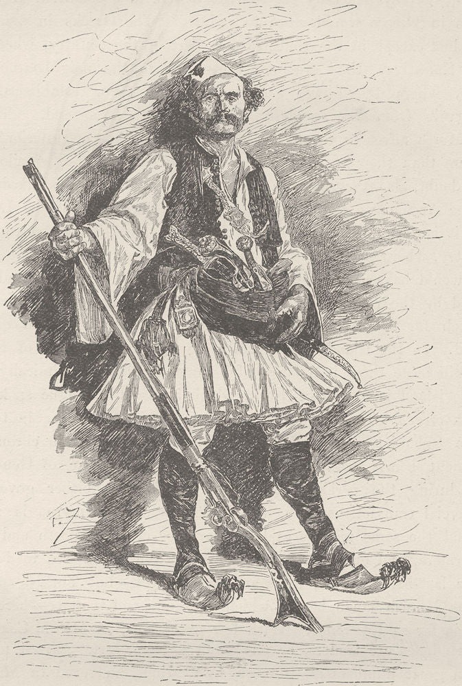 GREECE. Mountaineer of Ioannina, Albania 1894 old antique print picture